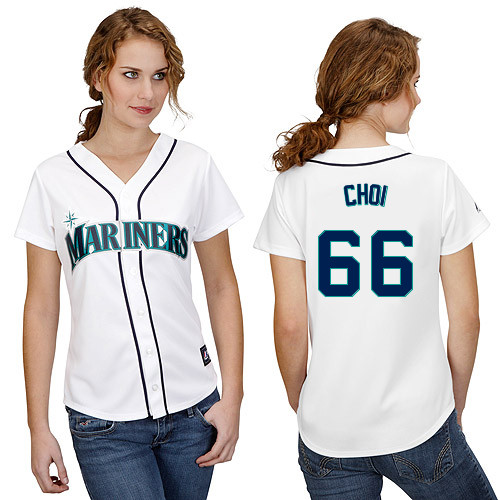 Ji-Man Choi #66 mlb Jersey-Seattle Mariners Women's Authentic Home White Cool Base Baseball Jersey